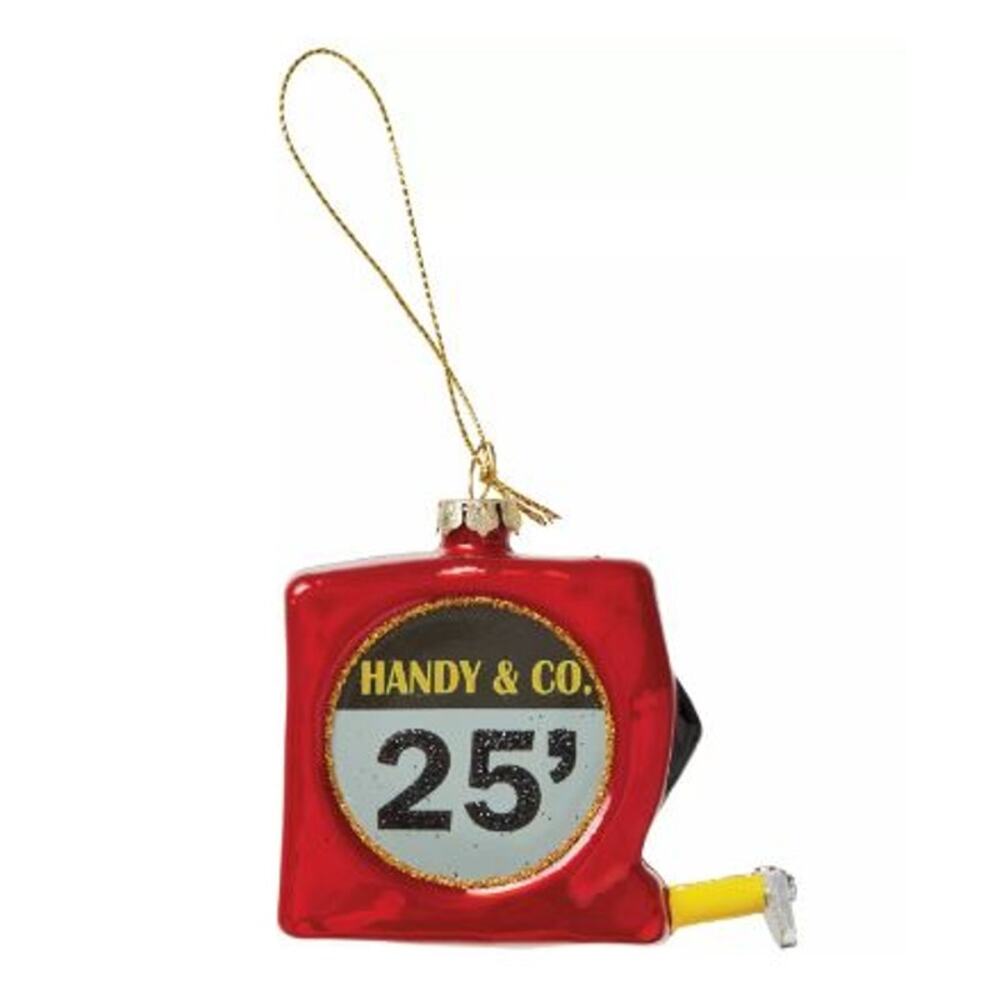 Destination Holiday Tape Measure Glass Christmas Ornament 3"